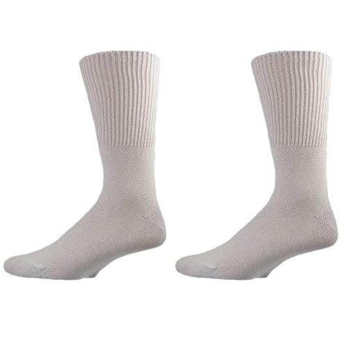 Sierra Socks Health Diabetic Wide Calf Cotton Crew Women's 2 Pair Pack (Fits Shoe Size 6-10, Socks 9-11, White)