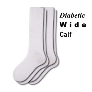 Sierra Socks Health Diabetic Wide Calf Cotton Crew Women's 2 Pair Pack (Fits Shoe Size 6-10, Socks 9-11, White)