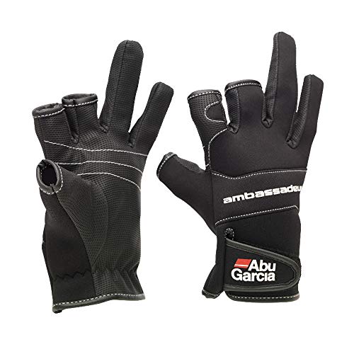 Abu Garcia Fishing Gloves 3 Half-Finger Breathable Anti-Slip Glove Neoprene (Large)