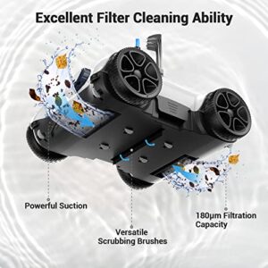 Rock&Rocker Automatic Robotic Pool Cleaner with Powerful Cleaning, with Dual Drive Motors, IPX8 Waterproof, and 33FT Floated Cord - Ideal for Home Pool Cleaning, White (RR1008)