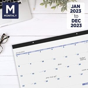 AT-A-GLANCE 2023 RY Monthly Desk Pad Calendar, Blue/Gray, Large, 21 3/4" x 17"