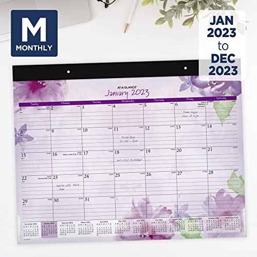 AT-A-GLANCE 2023 Monthly Desk Calendar, Desk Pad, 21-3/4" x 17", Standard, Beautiful Day (SK38-704)