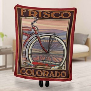 Frisco Colorado Old Half Bike Ultra Fleece Bed Sofa Travel Cozy Blanket from Travel Artwork by Artist Paul A. Lanquist 60" x 80".