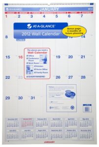 at-a-glance recycled monthly wall calendar, large wall, 2012 (pm4-28)