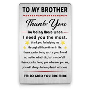 meaningful brother wallet insert card, to my brother thank you colorful metal wallet card love note message gift for birthday graduation