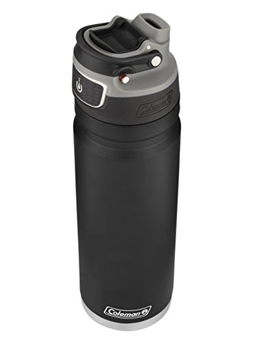 Coleman AUTOSEAL FreeFlow Stainless Steel Water Bottle, Black, 40 oz