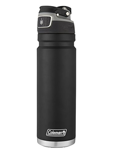 Coleman AUTOSEAL FreeFlow Stainless Steel Water Bottle, Black, 40 oz