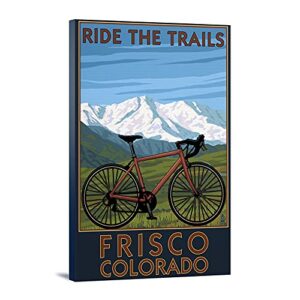 frisco, colorado, mountain bike and mountains, (16×24 wrapped canvas, wall decor, artwork)
