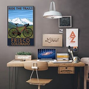 Frisco, Colorado, Mountain Bike and Mountains, (16x24 Wrapped Canvas, Wall Decor, Artwork)