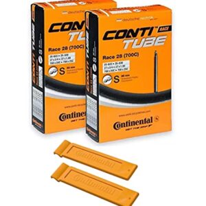 Continental Race 28" 700x20-25c Inner Tubes - 80mm Long Presta Valve (Pack of 2 Tubes w/ 2 Conti Tire Levers)