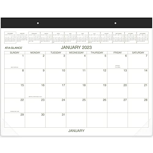 AT-A-GLANCE 2023 RY Two Color Monthly Desk Pad, Large, 21 3/4" x 17"