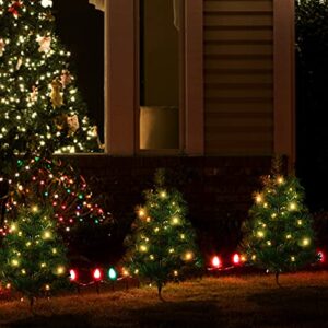 4-Pack Christmas Tree Solar Pathway Lights Outdoor Waterproof Garden Stake Lights Holiday Decor for Patio Yard Driveway