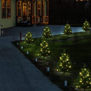 4-Pack Christmas Tree Solar Pathway Lights Outdoor Waterproof Garden Stake Lights Holiday Decor for Patio Yard Driveway