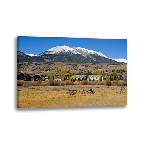 Wall Art Stretched and Framed Canvas Paintings Pictures Prints Artwork Buffalo Mountain and the Last of Autumn in Frisco Colorad Ready to Hang for Home Decorations Office Wall Décor