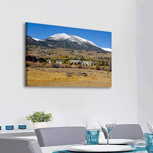 Wall Art Stretched and Framed Canvas Paintings Pictures Prints Artwork Buffalo Mountain and the Last of Autumn in Frisco Colorad Ready to Hang for Home Decorations Office Wall Décor