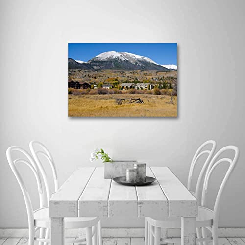 Wall Art Stretched and Framed Canvas Paintings Pictures Prints Artwork Buffalo Mountain and the Last of Autumn in Frisco Colorad Ready to Hang for Home Decorations Office Wall Décor