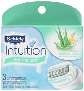 schick intuition sensitive care razor blade refill cartridges, 3 count (packaging may vary)