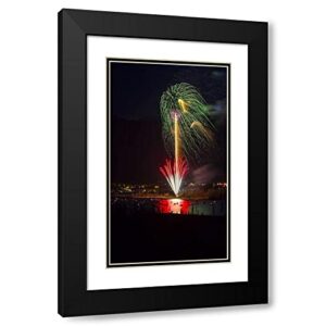 artdirect colorado, frisco fireworks display on july 4th 13×18 black modern wood framed with double matting museum art print by lord, fred