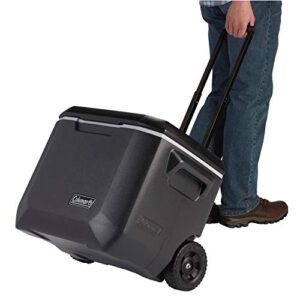 Coleman Rolling Cooler | 50 Quart Xtreme 5 Day Cooler with Wheels | Wheeled Hard Cooler Keeps Ice Up to 5 Days, Black