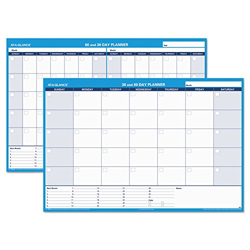 at-A-Glance PM33328 30/60-Day Undated Horizontal Erasable Wall Planner 48 x 32 White/Blue