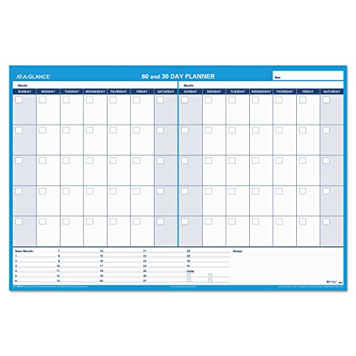 at-A-Glance PM33328 30/60-Day Undated Horizontal Erasable Wall Planner 48 x 32 White/Blue