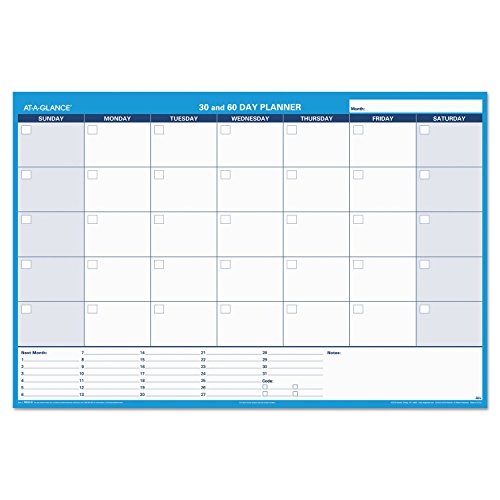 at-A-Glance PM33328 30/60-Day Undated Horizontal Erasable Wall Planner 48 x 32 White/Blue