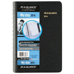 at-a-glance daily appointment book / planner 2016, 24-hour, 4-7/8 x 8 inches, black (70-203-05)