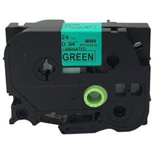 black on green label tape compatible for brother tz tze 751 tz-751 tze-751 24mm p-touch 8m 1″x26.2′