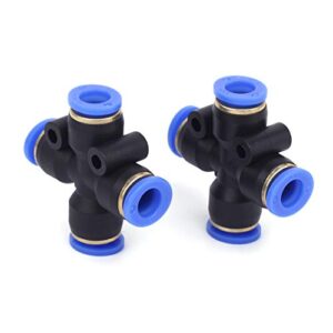 SNS Union Cross Type Plastic Push to Quick Connect Tube Fitting 4 Way 1/2" Tube OD (10 PCS) SPXL-1/2