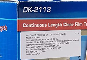 Brother Genuine DK-2113 Continuous Length Black on Clear Film Tape for Brother QL Label Printers, 2.4" x 50' (62mm x 15.2M), 1 Roll per Box, DK2113