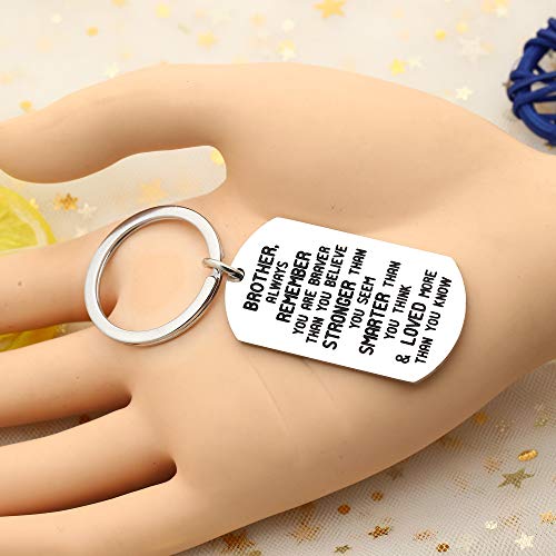AGR8T Key Rings Birthday Gifts Best Brother Dog Tag Gift From Sister Keychain You Are Braver Than You Think