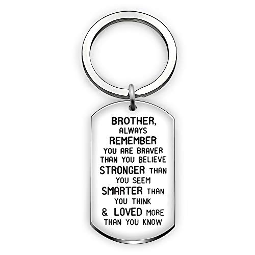 AGR8T Key Rings Birthday Gifts Best Brother Dog Tag Gift From Sister Keychain You Are Braver Than You Think