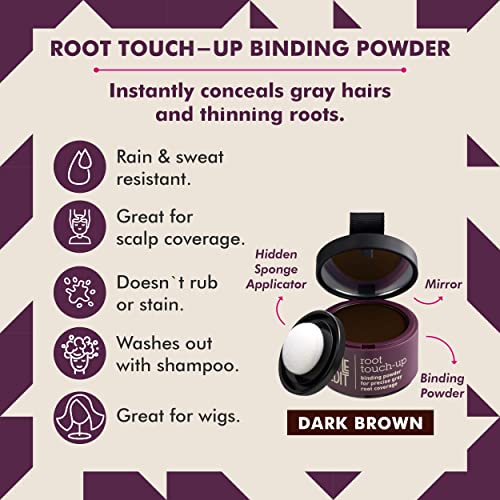 Root Touch Up Powder for Dark Brown Hair by Style Edit | Cover Up Hair Color for Grays and Roots Coverage | Root Concealer for Dark Brown Hair | Mineral Infused Binding Hairline Powder | 0.13 oz. Tub