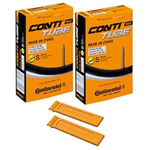 continental race 28″ 700×20-25c inner tubes – 60mm presta valve (pack of 2 tubes w/conti tire levers)