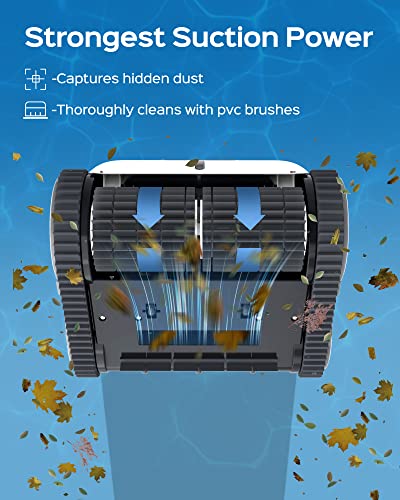 WYBOT Cordless Robotic Pool Cleaner, Ultra Strong Suction, Wall Climb Pool Vacuum with Intelligent Route Planning, Lasts 110Mins, Triple-Motor, Ideal for In-Ground Pools Up to 60 Feet (Black)