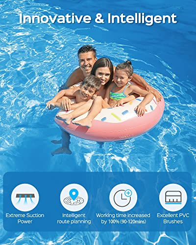 WYBOT Cordless Robotic Pool Cleaner, Ultra Strong Suction, Wall Climb Pool Vacuum with Intelligent Route Planning, Lasts 110Mins, Triple-Motor, Ideal for In-Ground Pools Up to 60 Feet (Black)