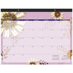 at-a-glance 2023 desk calendar, desk pad, 21-3/4″ x 17″, standard, monthly, paper flowers (5035)