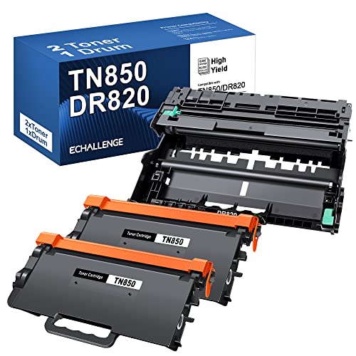 TN850 Toner Cartridges DR820 Drum Unit Compatible for Brother TN 850 TN 820 for HL-L6200DW MFC-L5800DW MFC-L5900DW HL-L5100DN MFC-L5700DW HL-L5200DWT MFC-L6700DW (Black, 2 Toner, 1 Drum)