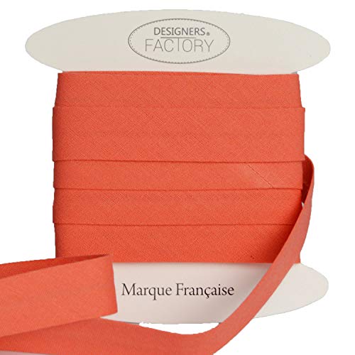 designers-factory Salmon Cotton Bias Binding Tape - Available in Several Colours and Two Sizes - Oeko Tex Certified Cotton Bias Binding for Sewing (by 10.93 Yards, Salmon)