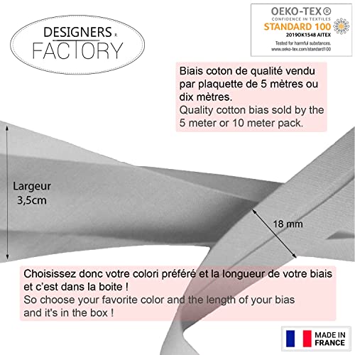 designers-factory Salmon Cotton Bias Binding Tape - Available in Several Colours and Two Sizes - Oeko Tex Certified Cotton Bias Binding for Sewing (by 10.93 Yards, Salmon)