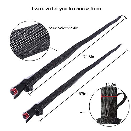 ZHENDUO OUTDOOR 10Pcs Fishing Rod Sleeve Rod Socks 67inches/74.8inches Rod Covers Braided Mesh Rod Protector Fishing Tools Accessories for Bait Casting Sea Fishing Rod (5pcs*1.7m+5pcs*1.9m)