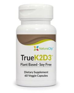 naturecity truek2d3 bone and heart health formula – plant based 90mcg of vitamin k2 (mk7) & 62.5mcg of vitamin d3 60 veggie capsules