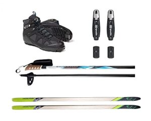 whitewoods adult nnn cross country ski package, 197cm – skis, bindings, boots, poles (42, 151-180 lbs.)