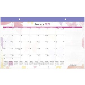 2022 Desk Calendar, AT-A-GLANCE Desk Pad Calendar, 17-3/4" x 11", Compact, Watercolors (SK91-705)