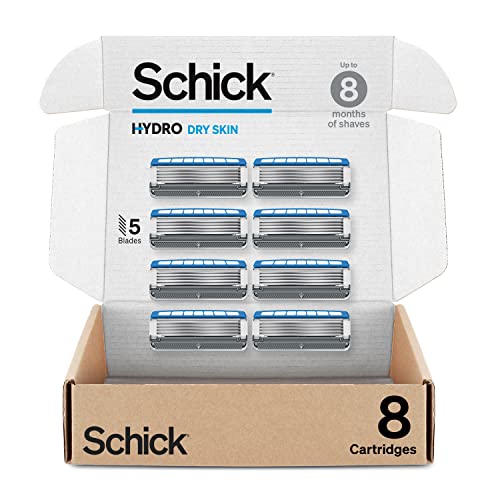 Schick Hydro Dry Skin Refills — Schick Razor Refills for Men, Men’s Razor Refills, 8 Count