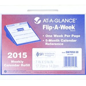 AT-A-GLANCE Flip-A-Week Desk Calendar Weekly Refill 2015, 5.62 x 7 Inch Page Size (SW705X-50)