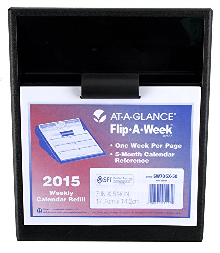 AT-A-GLANCE Flip-A-Week Desk Calendar Weekly Refill 2015, 5.62 x 7 Inch Page Size (SW705X-50)