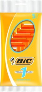 bic men classic sensitive disposable razors, 5 count (pack of 1)