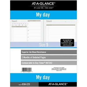 at-a-glance undated daily planner refill, 2 months, 7-ring, 8-1/2″ x 11″, folio size, size 5 (038-225)