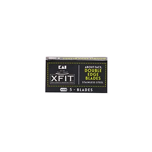 Double Edge Safety Razor blades by Kai Xfit (5 Blades); Durable Stainless-steel Razor blades with Superior Cutting Edge for Precision Shaving; Multiple Uses; Conveniently fits all Double-Edge Razors